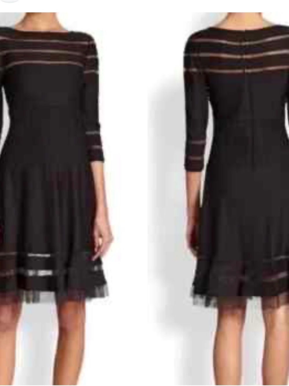 Tadashi Shoji Black Long-Sleeve Fit-and-Flare Dress